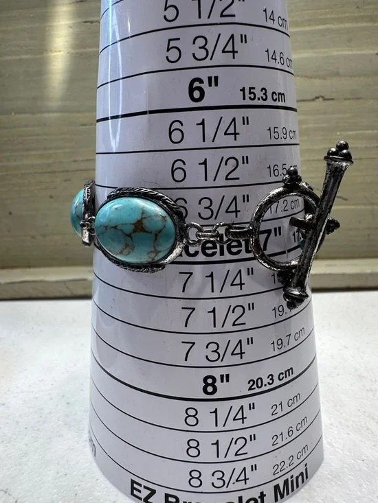 Lucky Brand Turquoise Color Blue Stone Link Toggle Clasp Bracelet - Picture 5 of 9